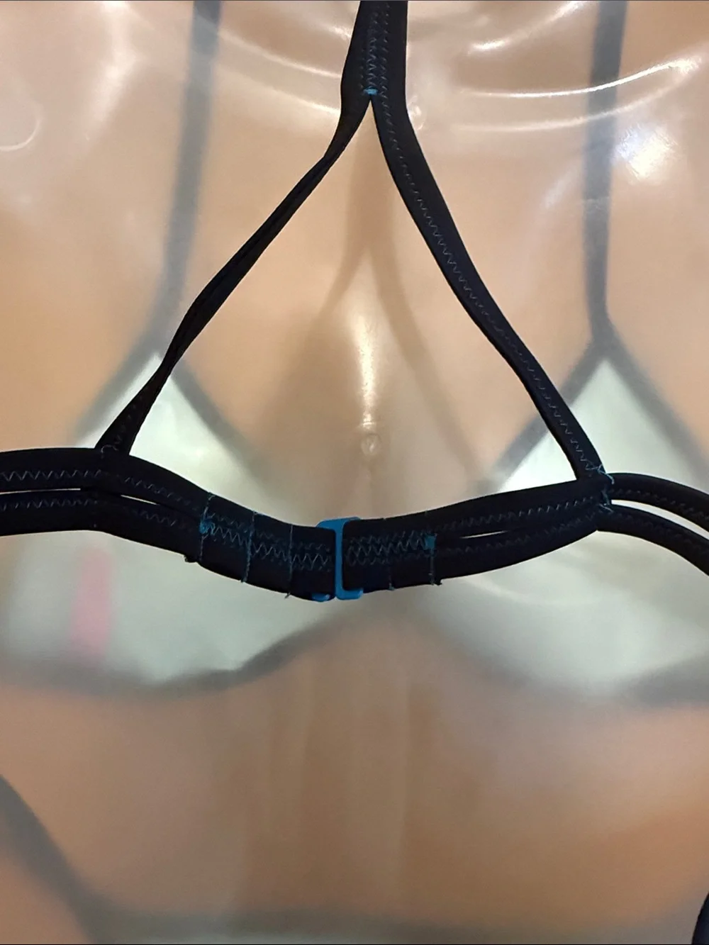 Victoria's Secret Blue Bikini with Black Trim LARGE Top SMALL Bottom